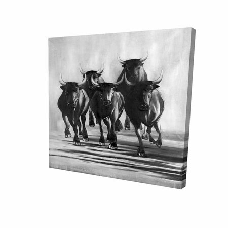 FONDO 32 x 32 in. Group of Bulls At Galops-Print on Canvas FO2790557